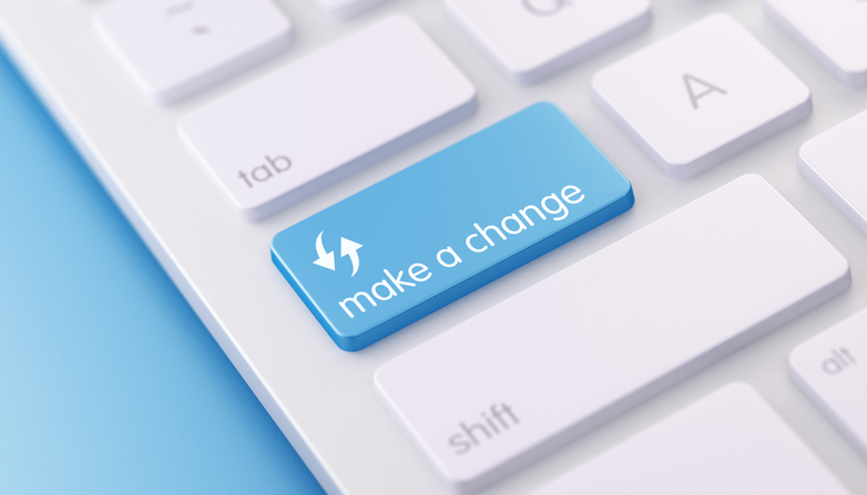 Modern Keyboard with Blue Make A Change Button
